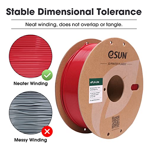Image of eSUN PLA Filament 1.75mm, High Toughness 3D Printer Filament Upgraded PLA Filament, Dimensional Accuracy + /- 0.03mm, 1KG Cardboard Spool (2.2 LBS) 3D Printing Filament for 3D Printers, Fire Engine Red