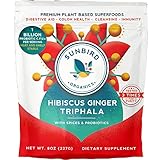Organic Triphala Superfood Powder with Probiotics, Hibiscus Ginger Flavor, Amla, Haritaki,...
