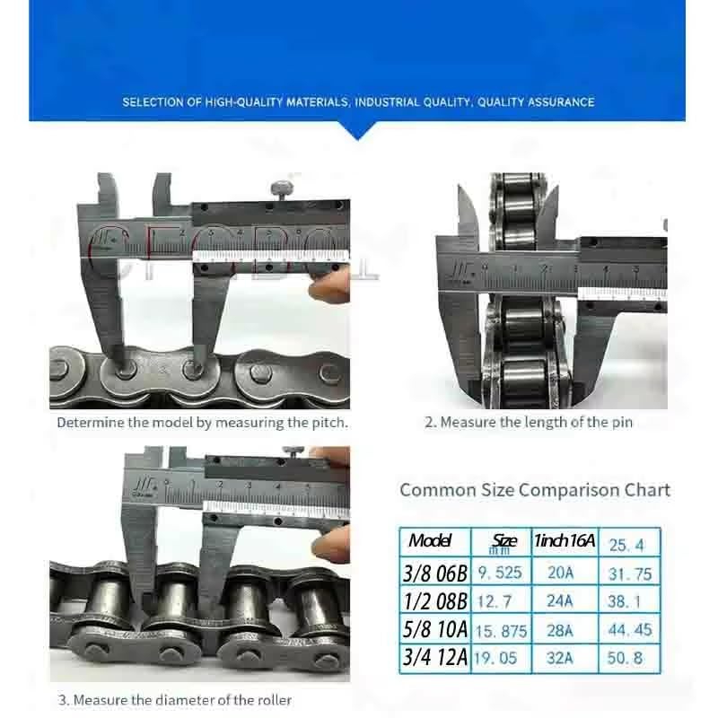 Rollenkette Aus Kohlenstoffstahl Industrielle Antriebsrollenkette 3/8 1/2 5/8 3/4 1 Zoll 06B 08B 10A 12A 16A 20A Simplex Duplex(3I4 12A 1.5M)