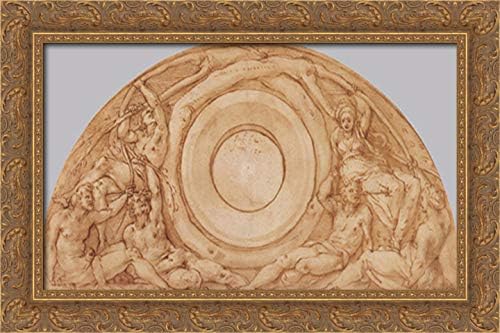 Study for the Lunette with Vertumnus and Pomona 24x16 Gold Ornate Wood Framed Canvas Art by Jacopo Pontormo