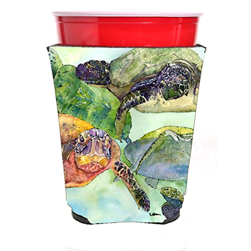 Image of Caroline's Treasures 8549RSC Turtle Red Cup Hugger Cup Cooler Sleeve Hugger Machine Washable Drink Sleeve Hugger Collapsible Insulator Beverage Insulated Holder