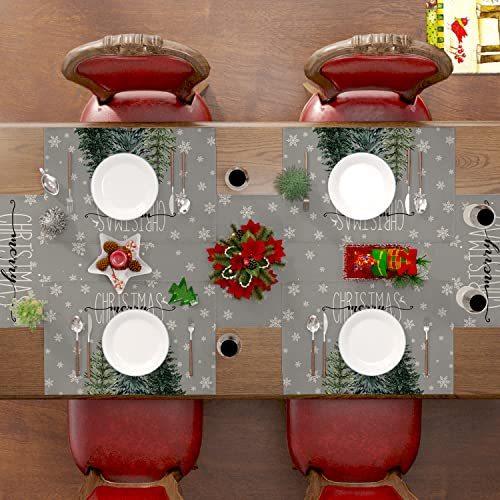 Siilues Christmas Placemats, Watercolor Christmas Tree Decorations Snowflake Christmas Decor For Table Seasonal Winter Decor For Dining Table Decorations #TOP3