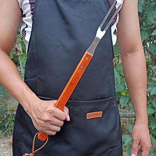 Pepkicn 2 Tine Stainless Steel Carving Fork-Barbecue Meat Fork-Camp Cooking Tool With Wooden Handle (18 Inches) #TOP5