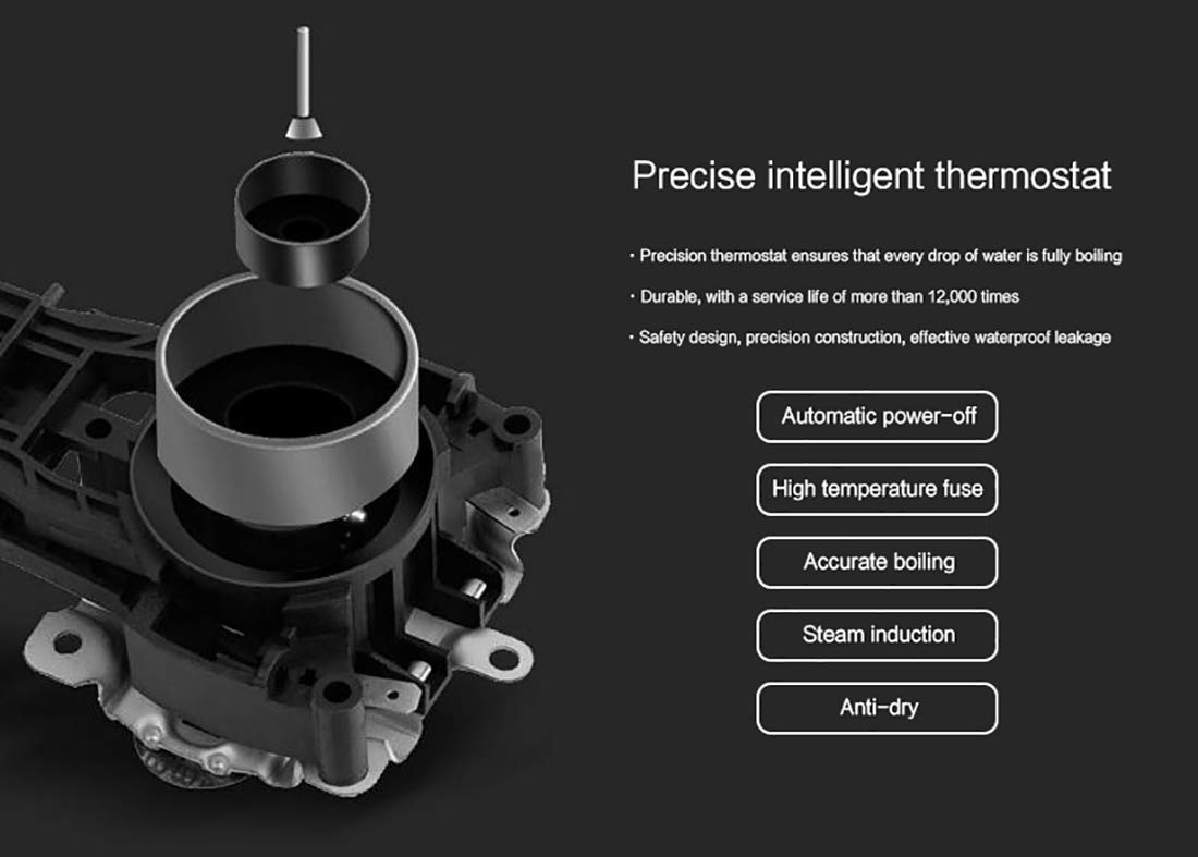 Hervidor eléctrico Tetera de Acero Inoxidable de 1,7 l de Capacidad para el hogar Hervidor Completamente automático GAGGE (Color: Negro)