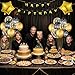 24PCS Black Gold Birthday Decorations - Gold Foil Balloons, Star Banner, Birthday King Crown & Sash, Cake Topper for Parties