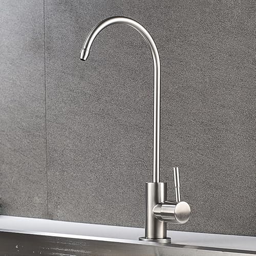 Robinet d'évier de cuisine col de cygne avec filtre à eau potable intégré acier brossé eau froide