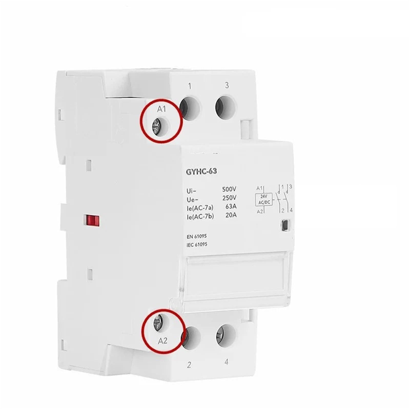 QfUxYYSLD DC Contactor 2P 63A, DC Coil 24V, 2P 220V, 2NO, 2NC, 1NO, 1NC, Automatic Contactor for Home Use, DIN Rail Type(2P 63A 2NO DC24V)