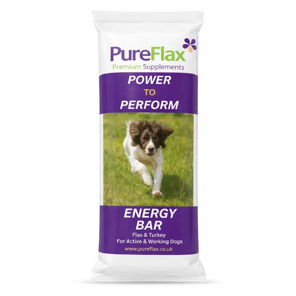 Dog Energy Bars, 12 Pack of 35g | High Protein Flax & Turkey Performance Treats | Soft Baked Instant Energy Snack by PureFlax