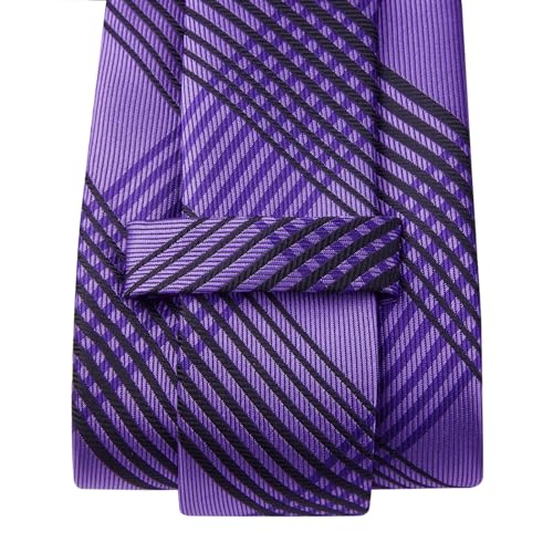 Image of HISDERN Ties for Men Formal Business Plaid Checked Mens Ties and Pocket Square Set Classic Wedding Necktie Handkerchief
