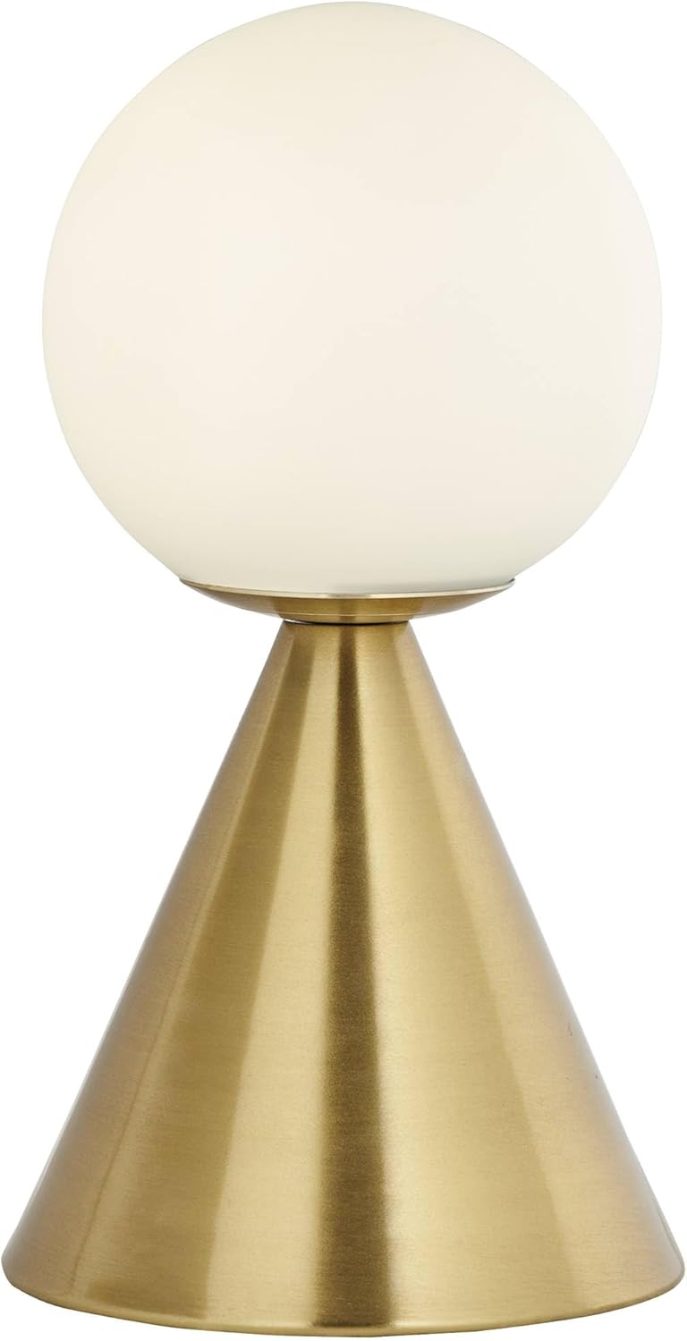 360 Lighting Mobley 10 1/2" High Small Mid Century Modern Glam Luxe Accent Table Lamp Gold Metal Single Glass White Shade Living Room Bedroom Bedside Nightstand House Office Home Reading Kitchen