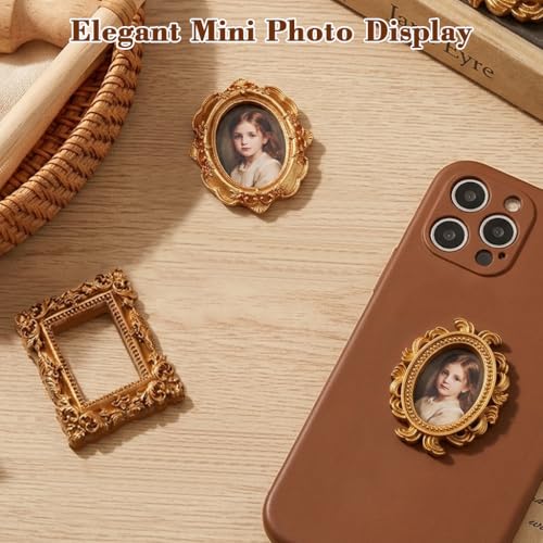 Image of HASTHIP10PCS Mini Resin Photo Frames Set Vintage Gold Baroque Floral Embossed Frames for DIY Crafts, Scrapbooking, Wall Decor & Small Photo Display