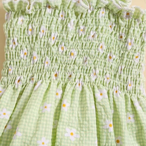 Newborn Baby Girl Clothes Floral Bunny Print Smocked Sleeveless Romper Summer Bodysuit Cute Baby Easter Outfit3