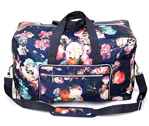Image of 22 inch Foldable Large Travel Duffel Duffle Bag Sports Gym Tote Bag For Women Overnight Carryon Weekend Bag Shoulder Bag Water Resistant, rose, 21.6 x 13.8 x 9.8 inches, Travel Bag