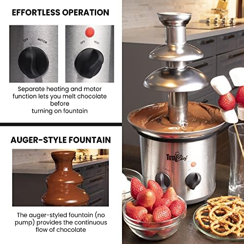 Total Chef 3 Tier Electric Chocolate Fountain Machine, Fondue Large Set, 1.5 Pound Capacity, Adjustable Settings, Keep Warm Function, Perfect for Chocolate Melting, Great for Party & Family Gathering