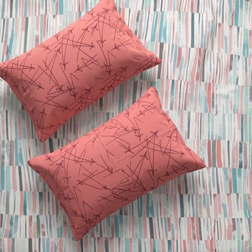 Image of Urban Space Divine Collection 144 TC 100% Cotton Double Bedsheet with 2 Pillow Covers, Stripes Pink