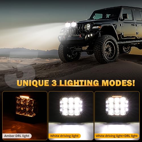 Image of Auxbeam 7inch 228W Round LED Offroad Light Pod, V-MAX Series 26100LM Side Shooter LED Offroad Driving Lights with Amber DRL, 270 Beam Auxiliary Ditch Light for Truck ATV Jeep Ford