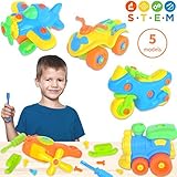 Take Apart Toys (pack of 5), STEM Learning Vehicles Play Set, Builds Problem Solving and Fine Motor Skills For Boys Girls Toddlers Age 3 4 5 6 Years Old | Gift Idea For Engineering, Building Toys