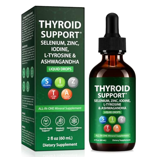 Thyroid Support Drops with Iodine & Selenium - 60ml | Enriched with L-Tyrosine Zinc Vitamin B12 & B6 | Supports Normal Thyroid Function & Energy Metabolism | Vegan & Non-GMO