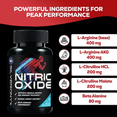 Extra Strength Nitric Oxide Supplement L Arginine 3X Strength - Citrulline Malate, Aakg, Beta Alanine - Premium Muscle Supporting Nitric Booster For Strength & Energy To Train Harder - 60 Capsules #TOP2