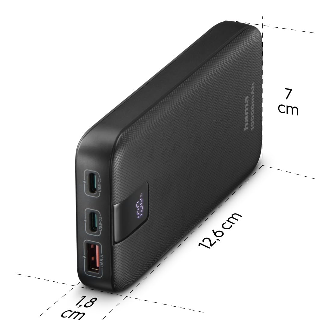 Power Pack "PD 10" 10000 mAh, Uscite: 2x USB-C, USB-A, Ricarica rapida, anth.