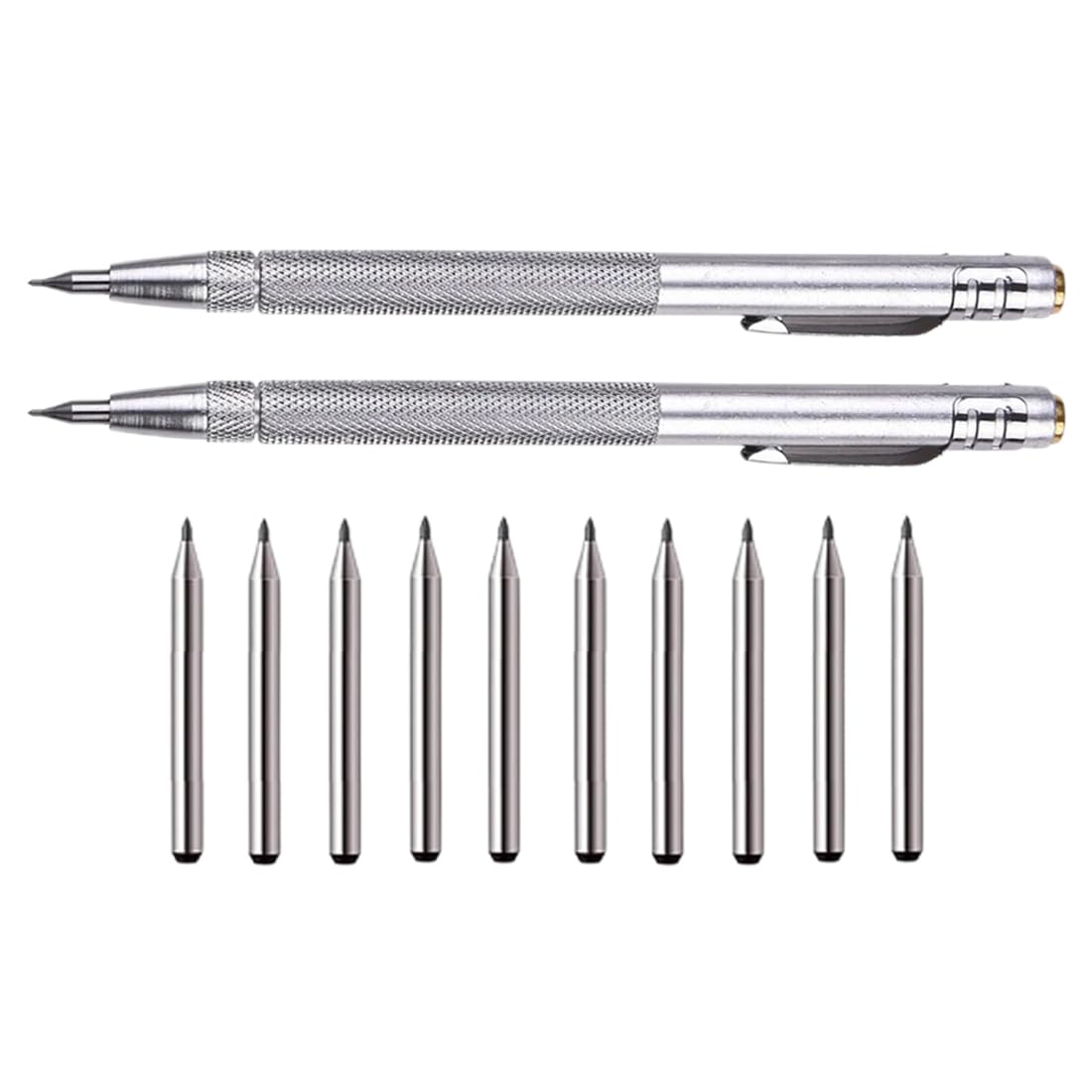 NHPY 2 Piezas Marcadores de Metal,Punta trazadora con Punta de Metal,Duro Punta de carburo Scriber Grabado bolígrafo,para Vidrio,Cerámica,Metal Sheet,Viene con 10 Puntas de bolígrafo adicionales