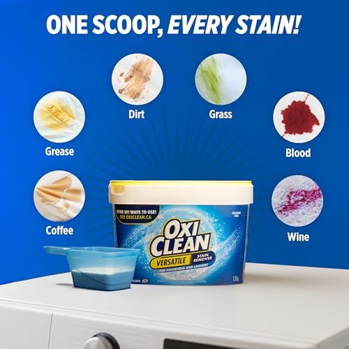OxiClean All-Purpose Stain Remover Powder for Household, Laundry, Carpet, and Upholstery - Colour Safe, Chlorine Bleach Free, 1.36 kg - 5