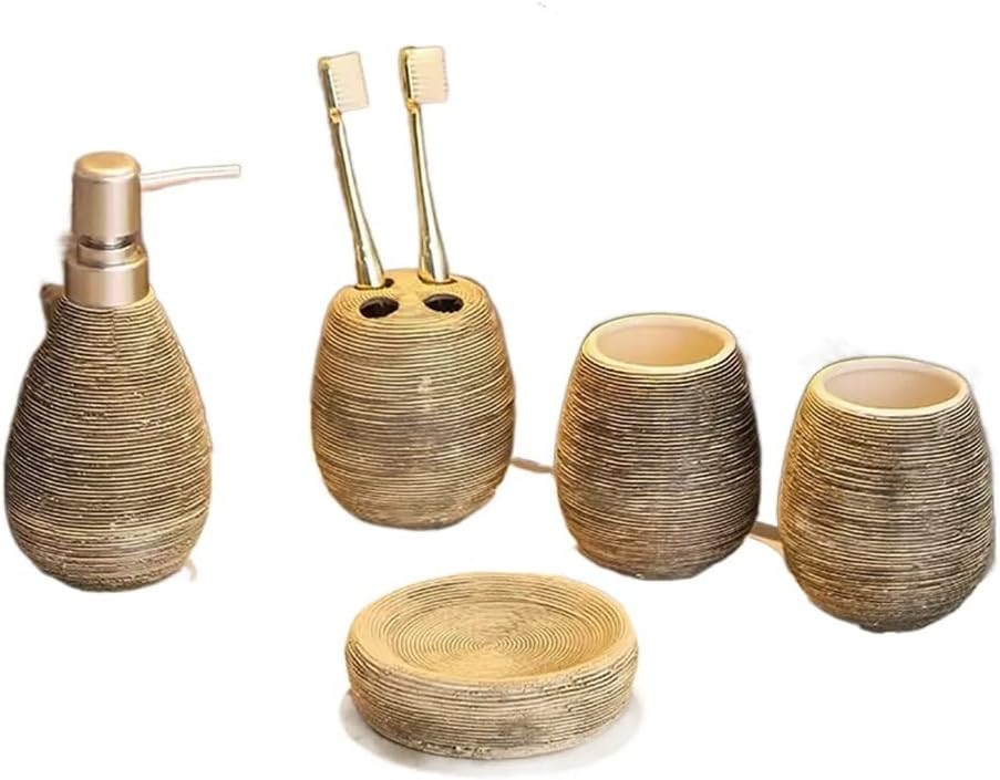 Ceramic Wash Bathroom Toilet Supplies Set Handmade Retro Wash Set Bathroom Five-Piece Set