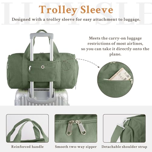 2PCS Cute Gym Bag for Girls, Corduroy Duffle Bag with Wet Pocket & Shoe Compartment and Item Bag, Duffle Bag for Travel, Sports, Fitness & Workout by Lemoobolsa - Used condition - Image 4