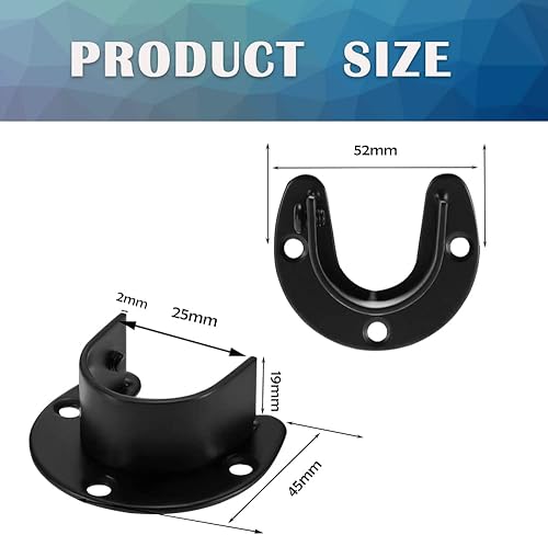 Miniatura 3 de Juego de 4 soportes de acero inoxidable para barra de armario, soporte de barra de armario, soporte de barra de brida con tornillos para una fácil