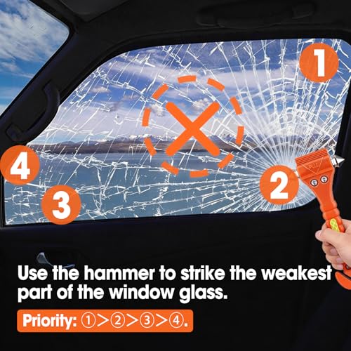 YesBes 2 Pack Car Safety Hammer, Window Breaker Seatbelt Cutter 2-in-1, Auto Emergency Escape Tool Car Window Breaker Tool, Car Accessories - Image 5