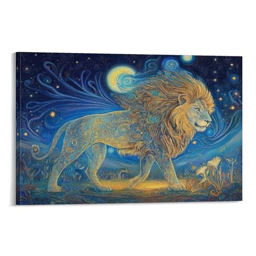 Toile lion pour décoration de la maison : tableau de salon chic 30x45