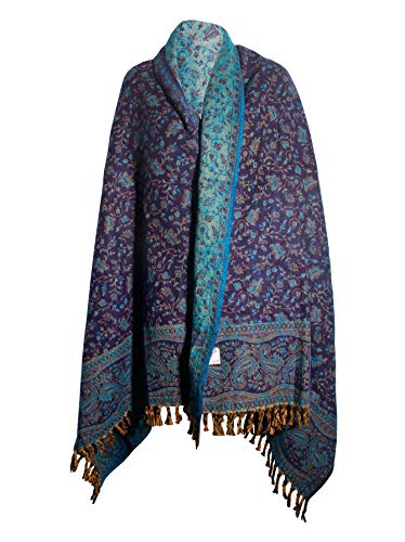Np1 Blue Floral Blanket Scarf Luxury Premium Quality Handmade Fashion Scar Made Of Yak Wool Shawl Blanket Stole Unisex Travel Wrap Meditation Soft Gift For Her #TOP1