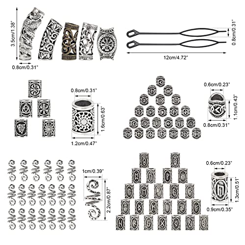 Viking Beard Beads, Coolrunner 80Pcs Viking Hair Beads Kit For Men Women Metal Viking Norse Runes Beads Beard Rings Viking Beads Perfect For Jewelry Making Hair Beard Decoration #TOP1