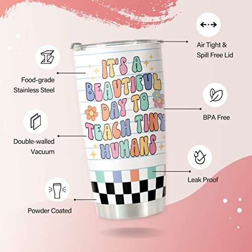 HOMISBES Teacher Appreciation Gifts - Stainless Steel Tumbler with Lid And Straws - Coffee Mug - 20oz Gift For Women Back To School, Christmas Teacher Occasions - Image 5