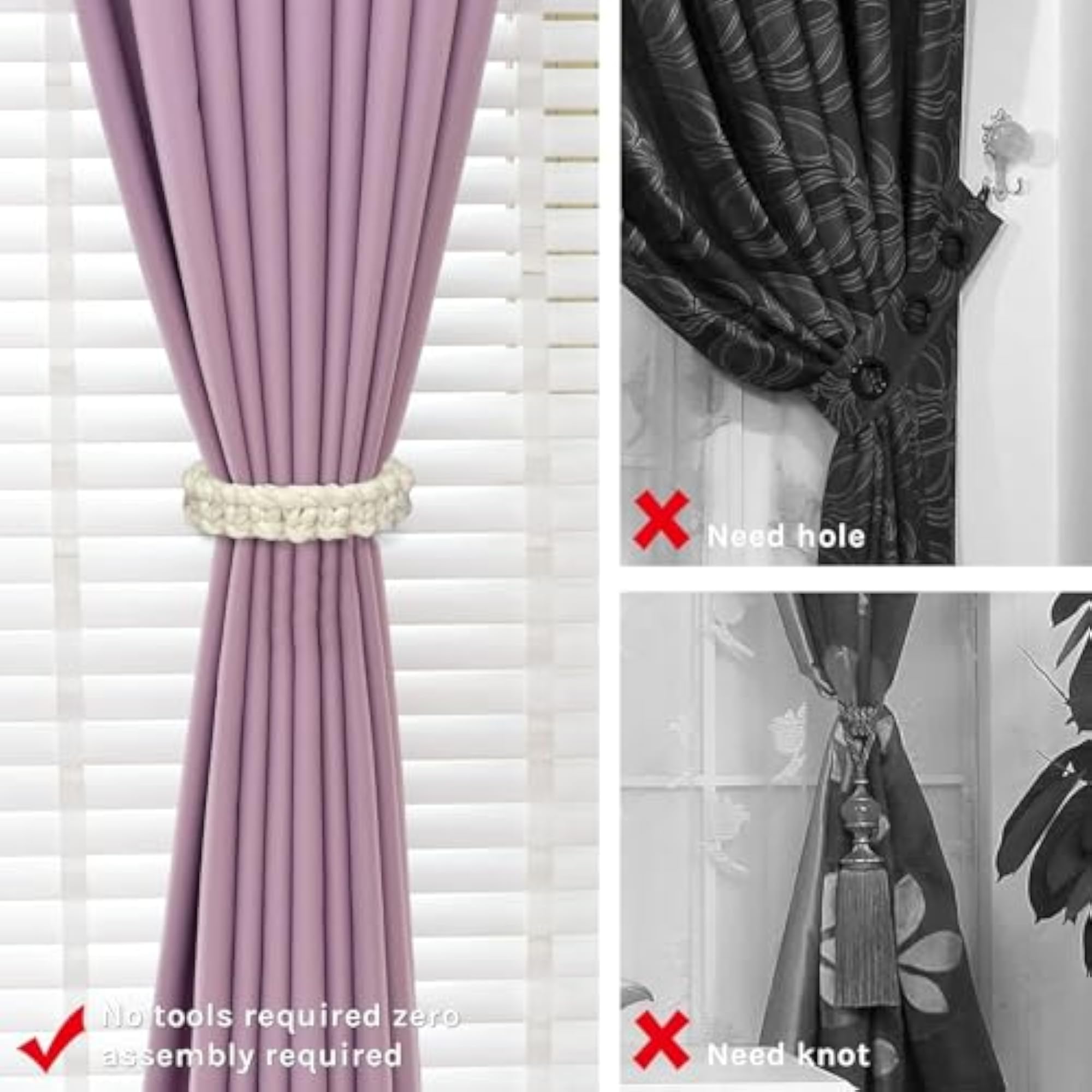 Farmhouse Rustic Curtain Tiebacks - Adjustable Drapery Holdbacks