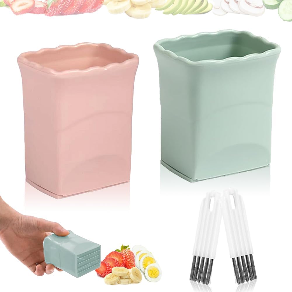 Fruit Slicer Cup 2 PCS, Egg Cutter, Strawberry Banana Chopper, Creative Kitchen Gadget for Making Vegetable Salad, Dishwasher Safe Fruit Slicer Cup 2 PCS, Egg Cutter, Strawberry Banana Chopper, Creative Kitchen Gadget for Making Vegetable Salad, Dishwasher Safe