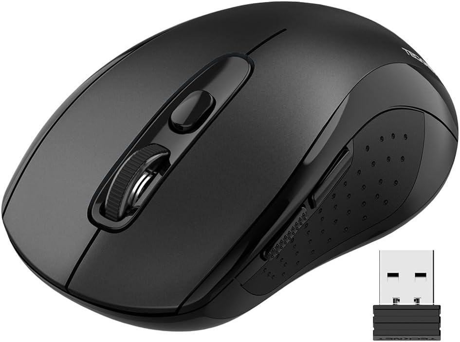 TECKNET Wireless Mouse for Laptop, Silent Bluetooth Mouse(BT5.0 & 2.4G) 4000DPI Adjustable, Computer Portable PC Quiet Mice with USB-A Receiver & 6 Buttons for Mac, 18 Months Battery