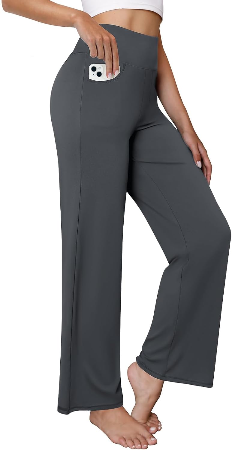 Wide Leg Yoga Pants Women Stretch Dress Work Pants with Pockets Lounge Casual Sweatpants - Image 2