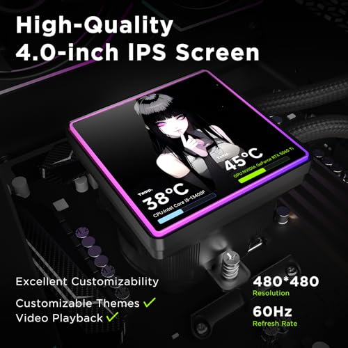 Image of ProFlow SE 360mm ARGB Black AIO CPU Cooler-Water Liquid Cooling System|4-Inch LCD Screen|320W TDP|ARGB 1850RPM PWM Cooler Fans|for Intel LGA1851 /1700 /1200 /115X AMD AM4 /AM5(Black)