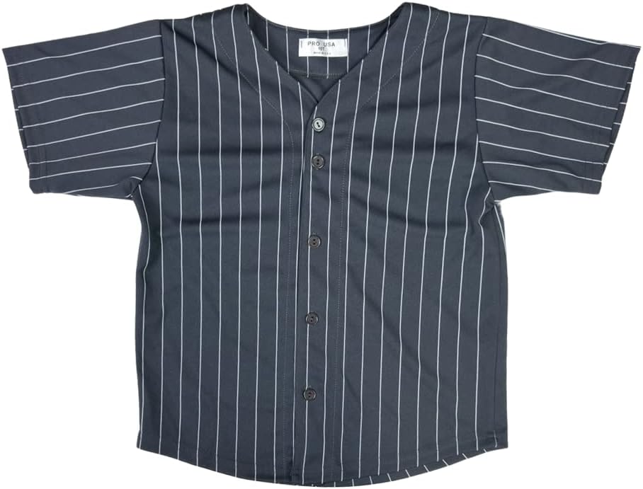 Kids Baseball Jersey Button Down Premium Striped T Shirts Uniform