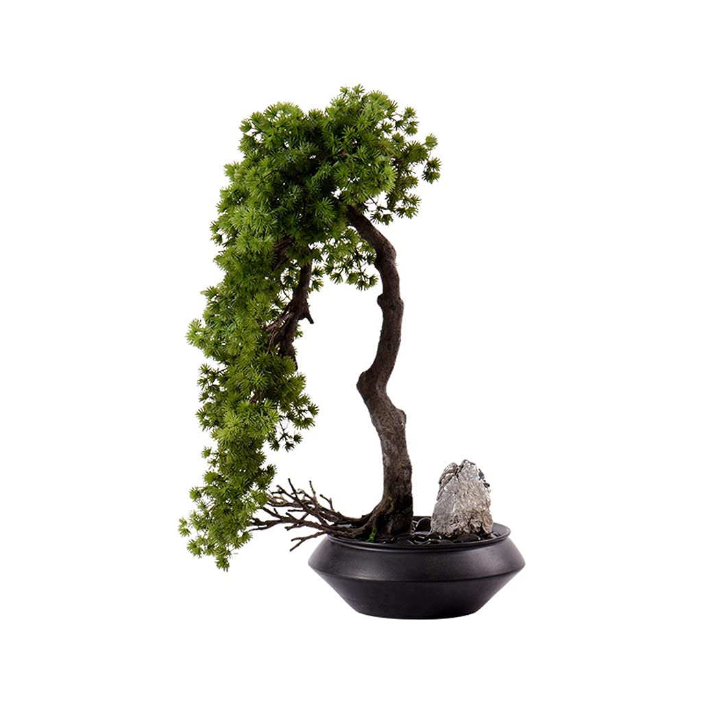 Artificielle Bonsaï Arbre Artificiel Pot de Plante en céramique Noire Pots de Fleur en céramique Noire, Cailloux Arbre Artificiel de Bureau écran Salon Salon Bureau décoration Plante Artificielles