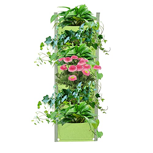 6 Pockets Indoor Vertical Garden Bag, Wall Plant Holder Over The Garden Wall Blind Bag Vertical Wall Planter Plant Grow Bags for Outdoor Garden (Green)