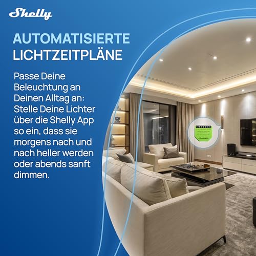 Shelly Dimmer Gen3, WLAN Smart Dimmer, Hausautomation, Dimmbare Lichter, LED-Streifen, Kein Neutralleiter Еrforderlich, Smarte Zeitpläne, Kein Hub Еrforderlich, iOS & Android, Alexa & Google