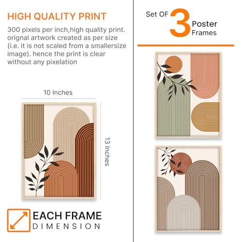 Image of ARTELLY Boho wall Art Paintings Modern Art Framed Wall Painting for Living Room Bedroom - Wall Posters | Paintings with Frame Set of 3 (Boho 4, 10x13 inch)