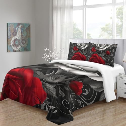 Housses de couettes roses colorées 3D parure de lit 260x220 microfibre - 5