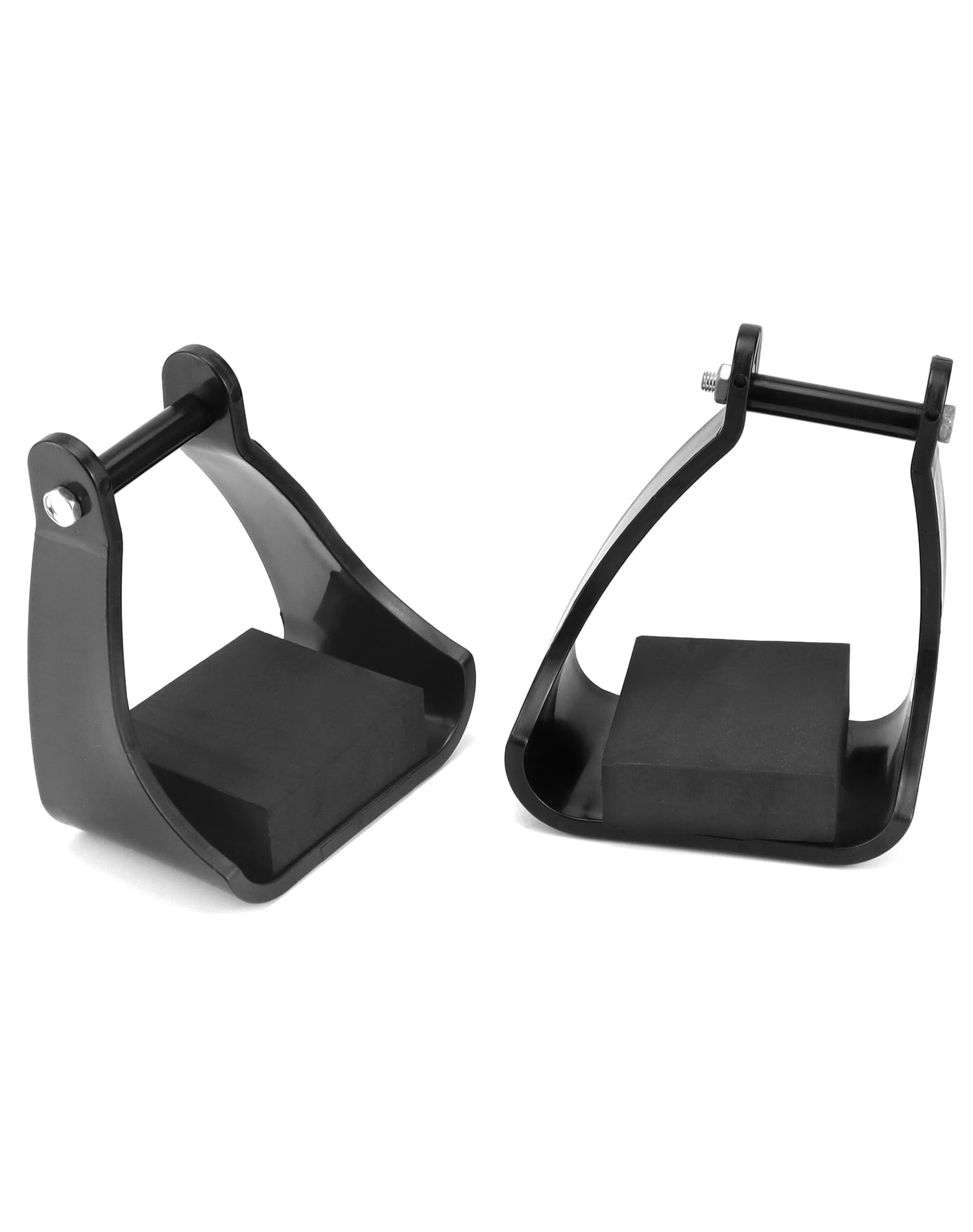 QWORK POM Plastic Stirrups for Western Riding - Impact-Resistant with Non-Slip Foam Foot Pads – Durable, Comfortable, and Designed for Optimal Stability, 1 Pair