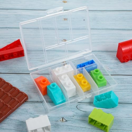 2Pcs Plastic Organizer Box with Dividers, 6 Grids Mini Organizer Clear Small Plastic Storage Box for Jewelry Rhinestones Beads Craft Small Parts — 사진 4