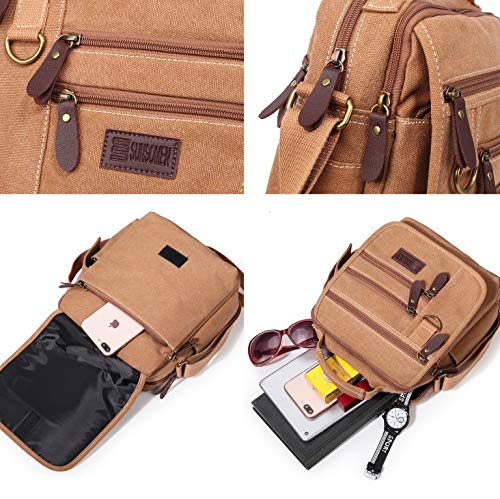 Image of Mens bag Canvas Shoulder Bag Small Messenger Crossbody Bag Work Bag Vintage Multi-function