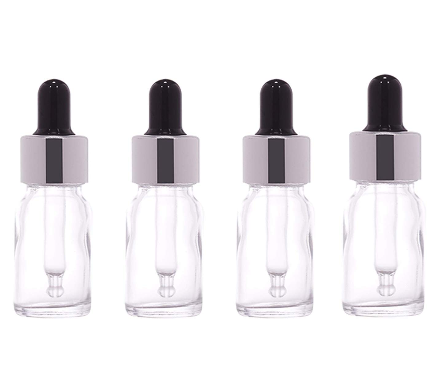 Transparent Bottle Silver Ring, Black Teat, Plug, Glass Pipette (Pack of 4) 10ml-image-48
