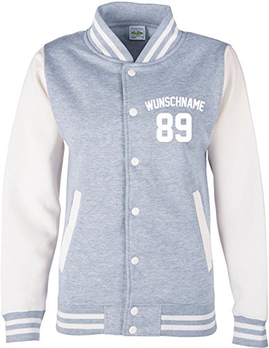 EZYshirt® Dames Heren Kinderen College Jacket Athletic met gewenste naam en nummer | Honkbaljasje College Jacke Damen | Frauen Baseball Jacke